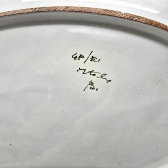 Vintage Hand-Painted Ceramic Serving Plates Floral Set Of  Vintage Hand-Painted Ceramic Serving Plates Floral Set Of Two Signed CM2203